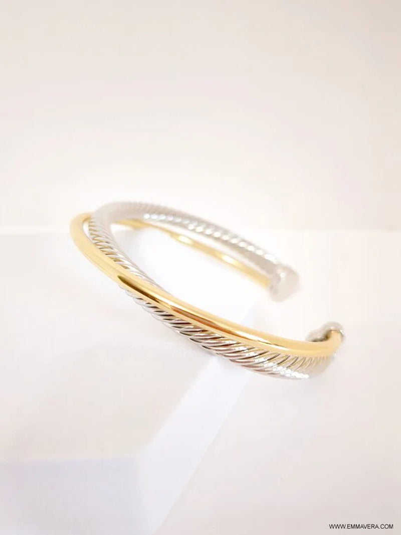 Two Tone Double Cable Bangle