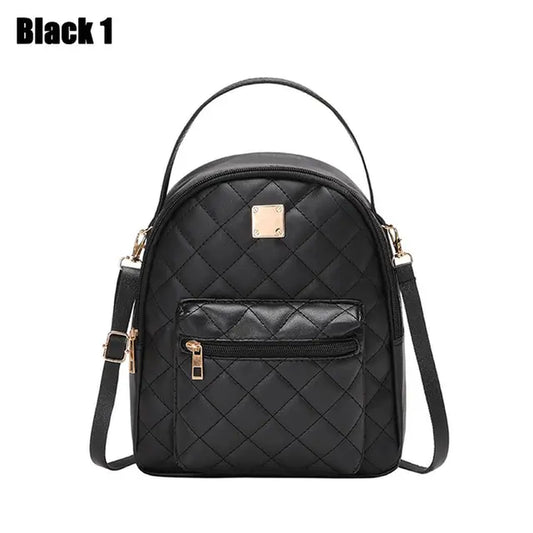 Mini Backpack Women'S Shoulder Bags Diamond Grids PU Leather Bag Fashion Small School Bags Casual Rucksack