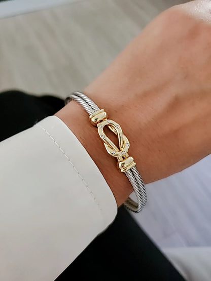 Reef Knot 18K Gold Filled Silver Cable Bracelet