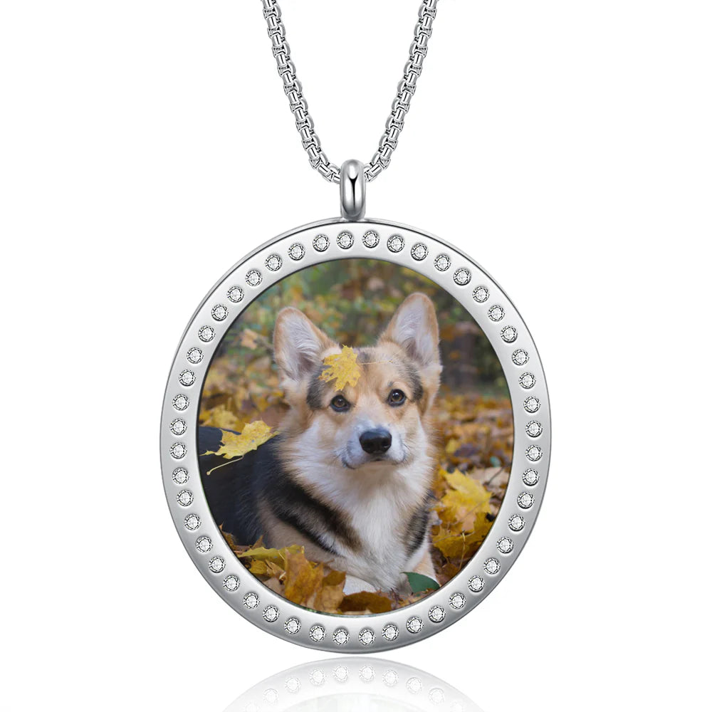 Stainless Steel Customized Photo round Pednant Necklace