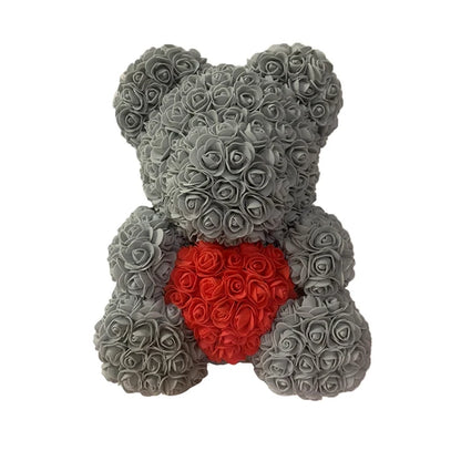 Red Rose Bear 40Cm Bear of Roses Artificial Flower Rose Teddy Bear for Women Valentine'S Day Wedding Birthday Christmas Gift