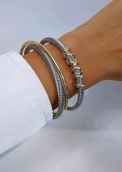 Two Tone Double Cable Bangle