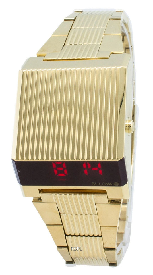 31 Mm Computron Digital Yellow Gold-Tone Mens Watch