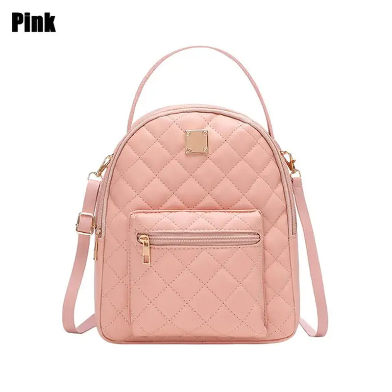 Mini Backpack Women'S Shoulder Bags Diamond Grids PU Leather Bag Fashion Small School Bags Casual Rucksack