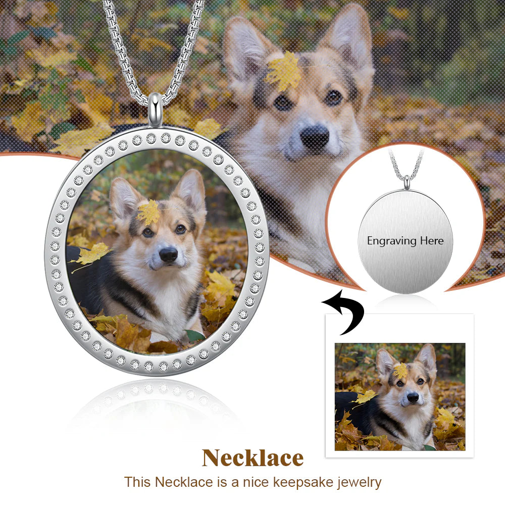 Stainless Steel Customized Photo round Pednant Necklace