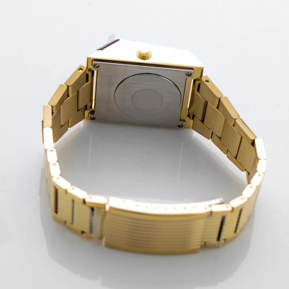 31 Mm Computron Digital Yellow Gold-Tone Mens Watch