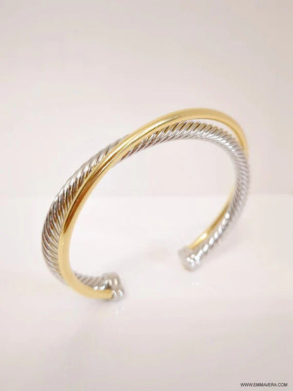 Two Tone Double Cable Bangle