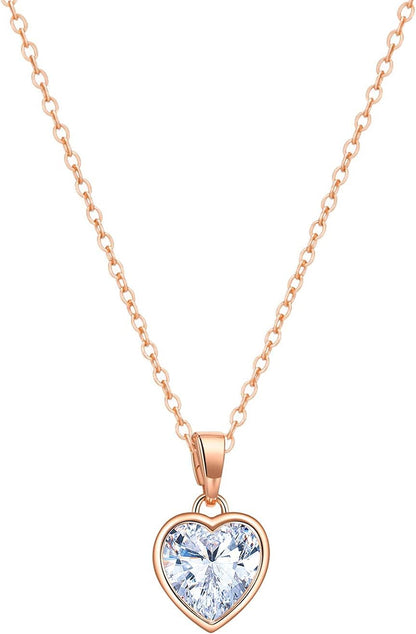 Ascona Silver/14K Gold/Rose Gold Plated Cubic Zirconia Necklace,Dainty Infinity Simulated Diamond Pendant Necklace for Women Jewelry Gift Bridesmaid Necklace