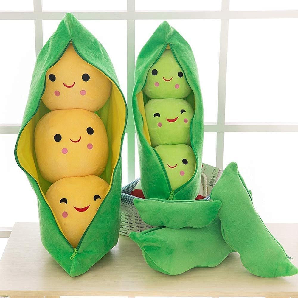 Giant Peas in a Pod Plush Toy Pea Pod Pillow Cute Pea Stuffed Toys Plant Doll Various Sizes (Green Beans,35.4''/90Cm)