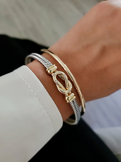 Reef Knot 18K Gold Filled Silver Cable Bracelet