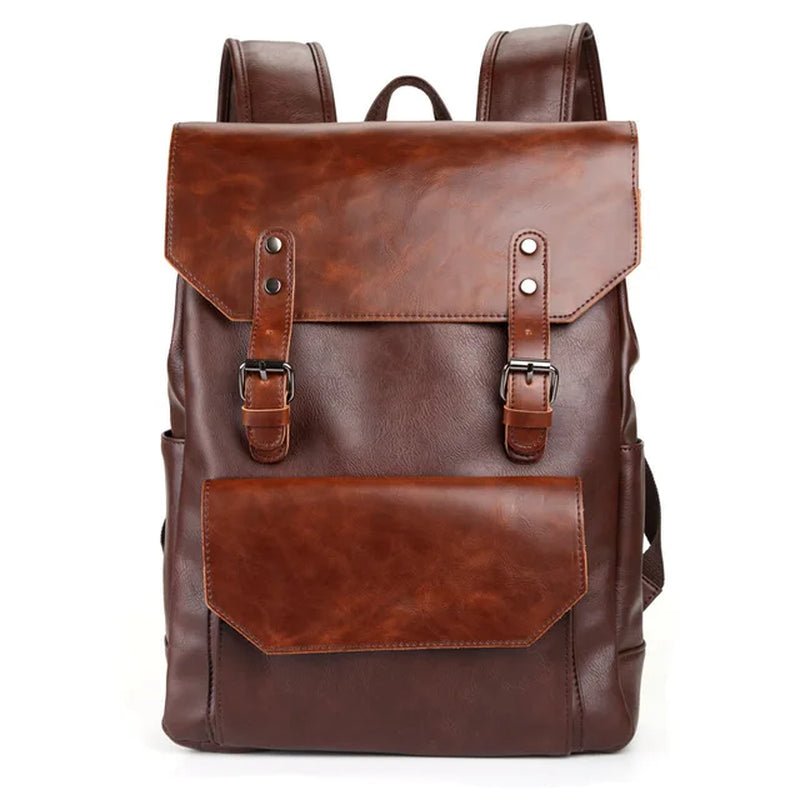 Vintage Leather Backpacks Men Fashion Luxury Hasp Men'S Backpacks Laptop Bag Student School Bag Backpack Male Shoulder Bags