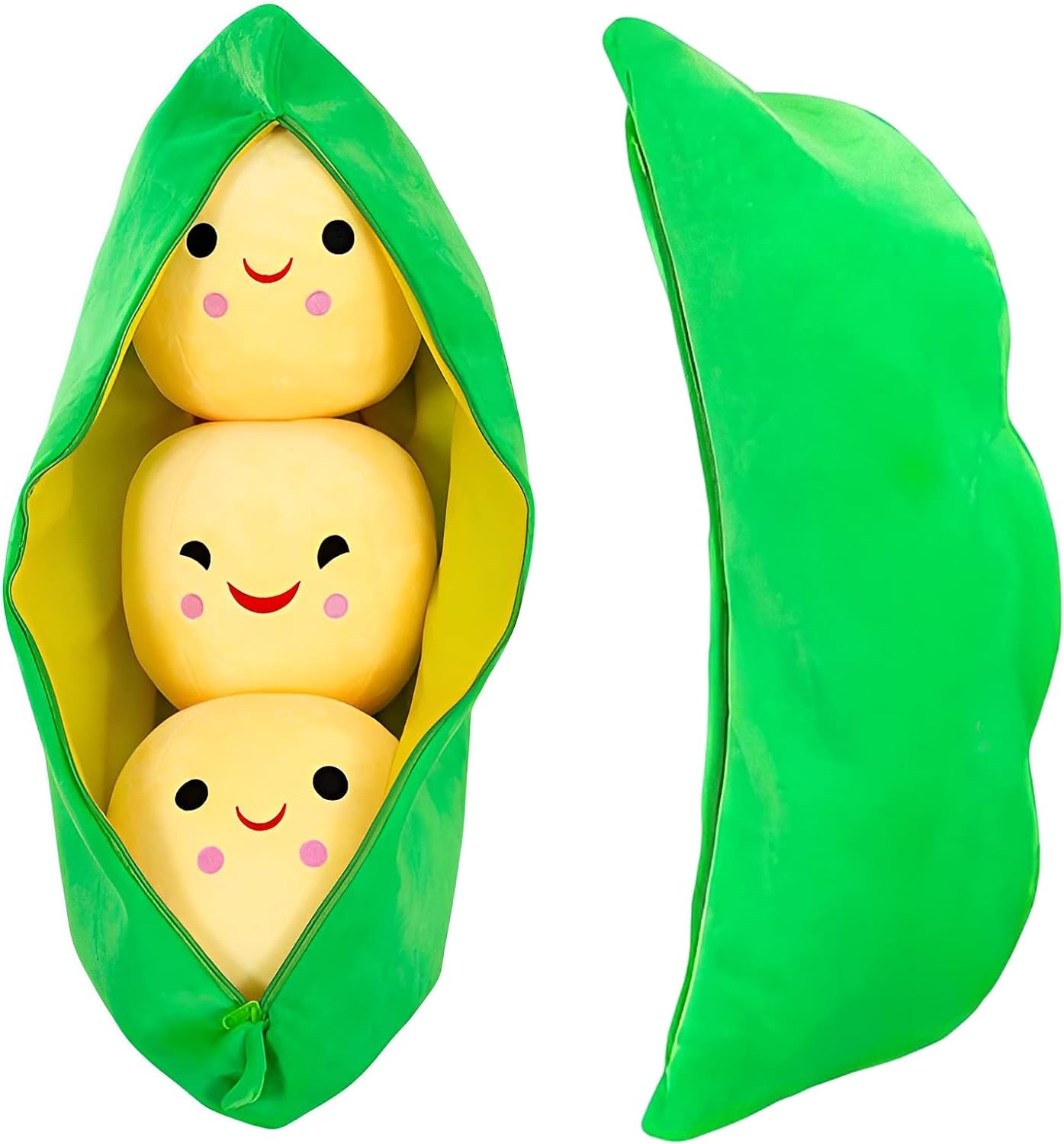 Giant Peas in a Pod Plush Toy Pea Pod Pillow Cute Pea Stuffed Toys Plant Doll Various Sizes (Green Beans,35.4''/90Cm)