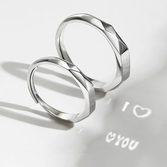 Handmade Love Projection Ring - Adjustable Light Sculpted 925 Ring with Secret I Love You Projection Couple Rings Romantic Gifts for Men and Women, Silver