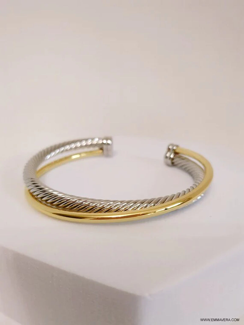 Two Tone Double Cable Bangle