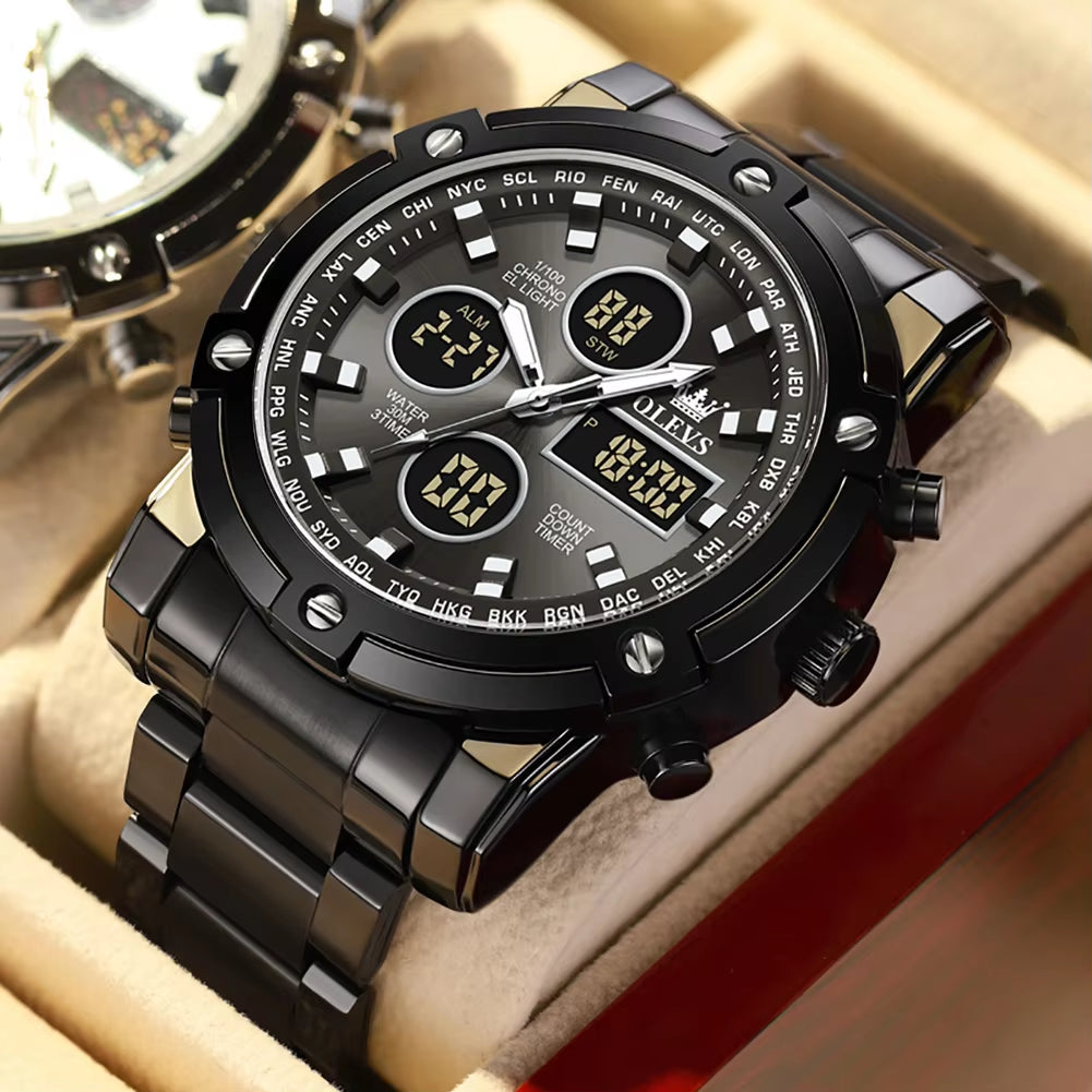 Men'S Watches Original Multifunctional Wlectronic Watch for Man Waterproof Luminous Alarm Clock Fashion Dress