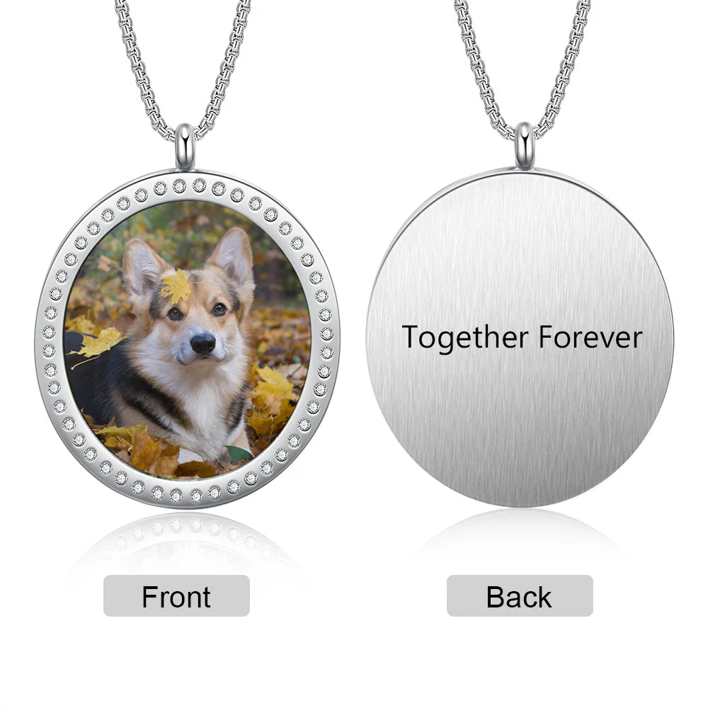 Stainless Steel Customized Photo round Pednant Necklace