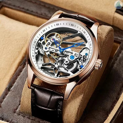 Skeleton Mechanical Mens Watches Top Brand Luxury Steampunk Transparent Hollow Automatic Watch Relogio Masculino 8625