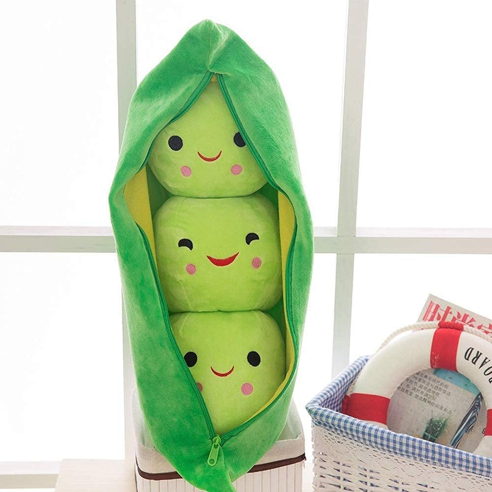 Giant Peas in a Pod Plush Toy Pea Pod Pillow Cute Pea Stuffed Toys Plant Doll Various Sizes (Green Beans,35.4''/90Cm)