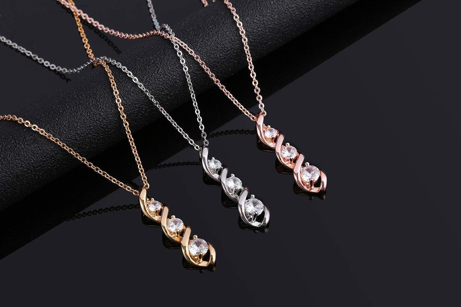 Ascona Silver/14K Gold/Rose Gold Plated Cubic Zirconia Necklace,Dainty Infinity Simulated Diamond Pendant Necklace for Women Jewelry Gift Bridesmaid Necklace