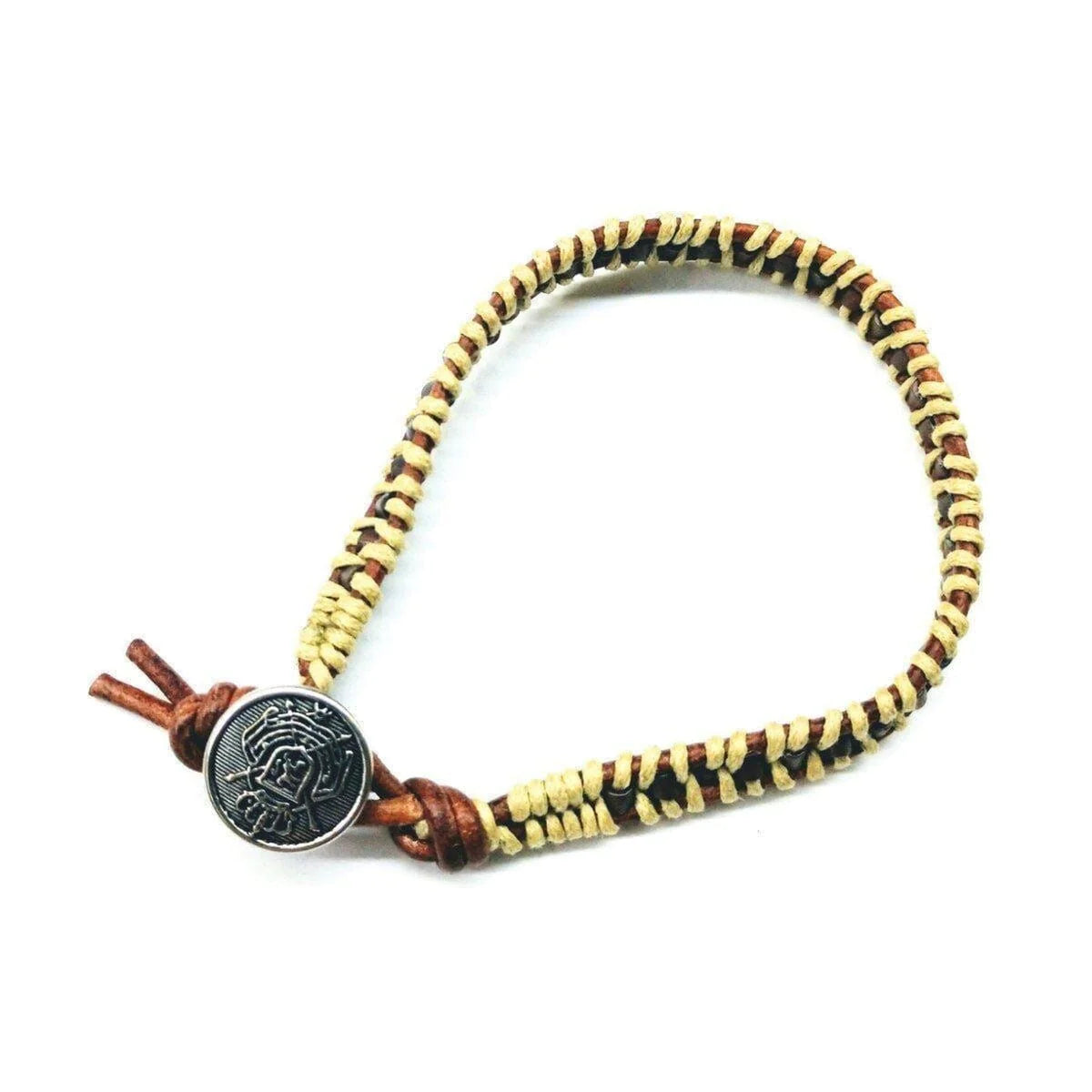 Leather Seed Bead Rattlesnake Tail Weave Bracelet