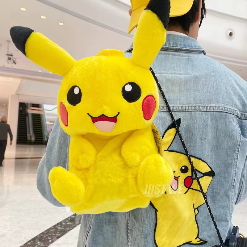 35Cm/13.77In Pokemon Qriginal Pikachu Kawaii Plush Schoolbag Toys Cute Kindergarten Cartoon Anime Schoolbag Kids Birthday Gifts