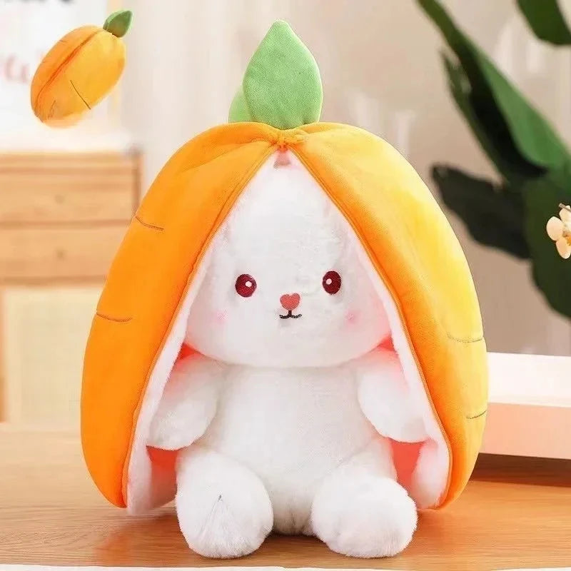 Funny Joy Fruit Bunny Plush Toy Cute Carrot Strawberry Turn into Rabbit Plush Toy Kids Birthday Christmas Gift