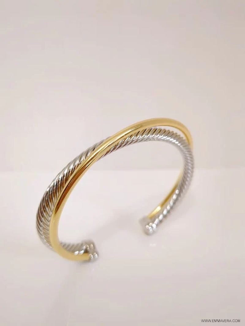 Two Tone Double Cable Bangle