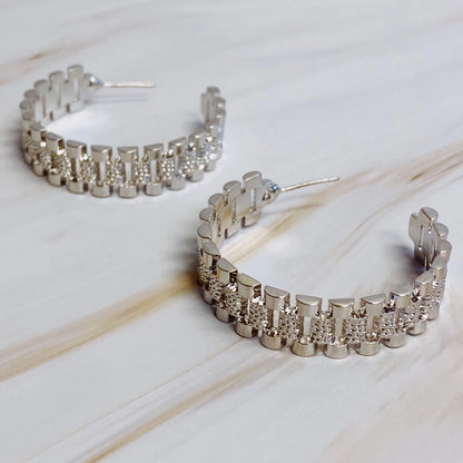 Introducing Our Golden Watch Band Hoop Earrings: Elevate Your Style with Timeless Elegance