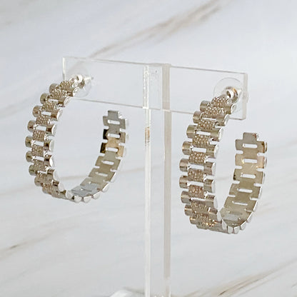 Introducing Our Golden Watch Band Hoop Earrings: Elevate Your Style with Timeless Elegance