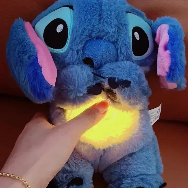 Stitch Plush Doll Breathing Light Child Soothes Toys Pink Angel Anime Cute Baby Music Light Sleep Toykid Christmas Birthday Gift