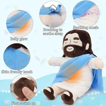 38CM Breathing Jesus Plush Toy Baby Soothing Jesus Doll Four-Gear Adjustment Children Music Sleep Companion Christmas Toy Gifts