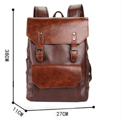 Vintage Leather Backpacks Men Fashion Luxury Hasp Men'S Backpacks Laptop Bag Student School Bag Backpack Male Shoulder Bags