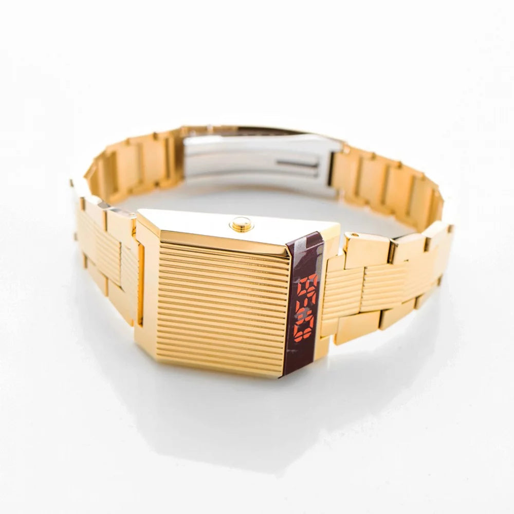 31 Mm Computron Digital Yellow Gold-Tone Mens Watch