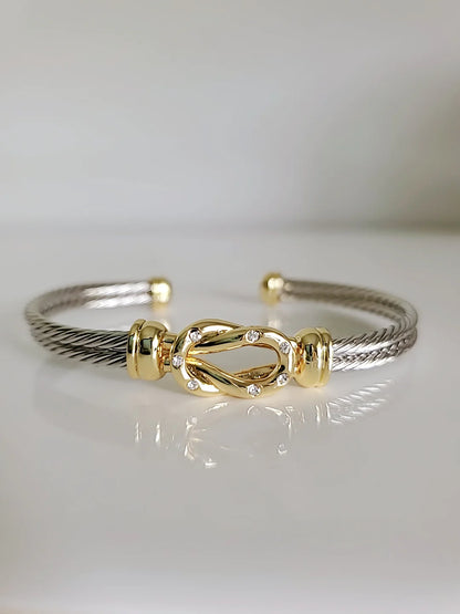 Reef Knot 18K Gold Filled Silver Cable Bracelet