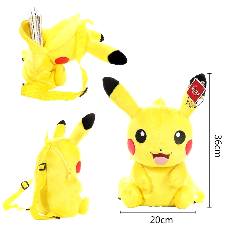 35Cm/13.77In Pokemon Qriginal Pikachu Kawaii Plush Schoolbag Toys Cute Kindergarten Cartoon Anime Schoolbag Kids Birthday Gifts