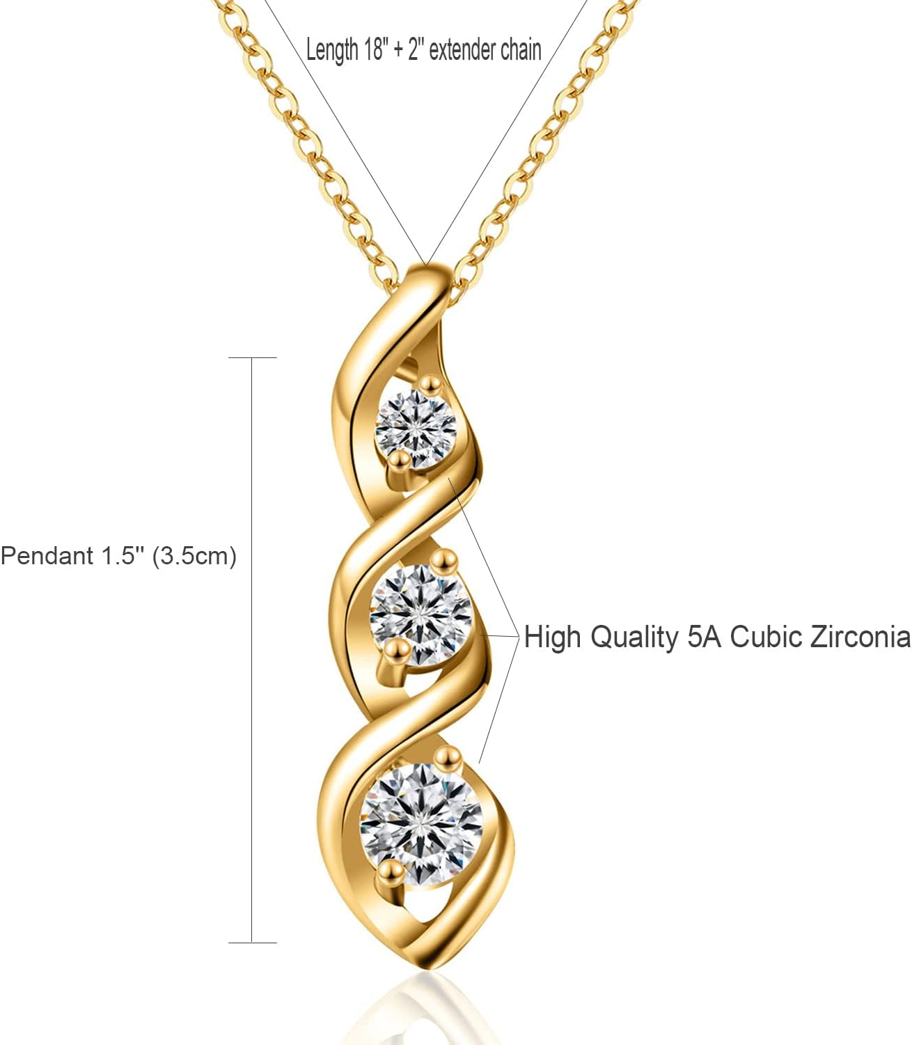 Ascona Silver/14K Gold/Rose Gold Plated Cubic Zirconia Necklace,Dainty Infinity Simulated Diamond Pendant Necklace for Women Jewelry Gift Bridesmaid Necklace