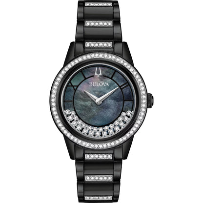 Women'S Classic Crystal Black Stainless Steel Watch 98L252