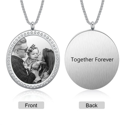 Stainless Steel Customized Photo round Pednant Necklace