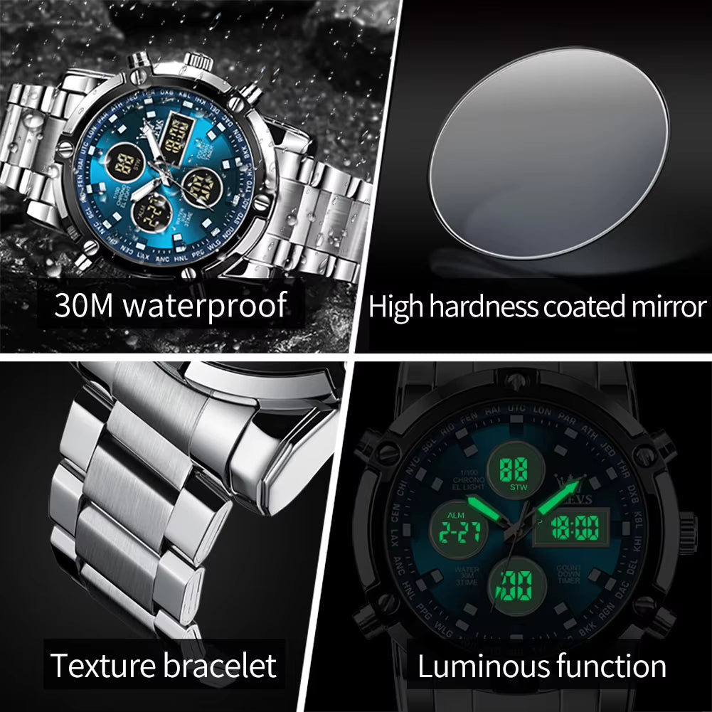 Men'S Watches Original Multifunctional Wlectronic Watch for Man Waterproof Luminous Alarm Clock Fashion Dress