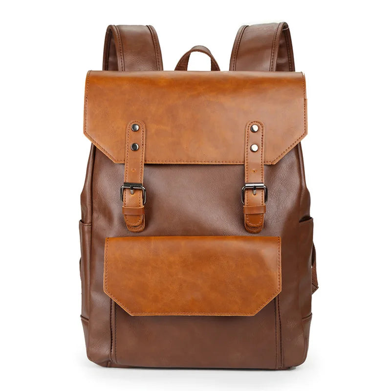 Vintage Leather Backpacks Men Fashion Luxury Hasp Men'S Backpacks Laptop Bag Student School Bag Backpack Male Shoulder Bags